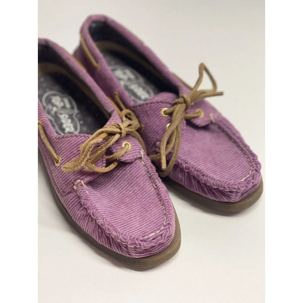Sperry Top‎ Sider Size 5.5 Purple Brown Corduroy Boat Shoe